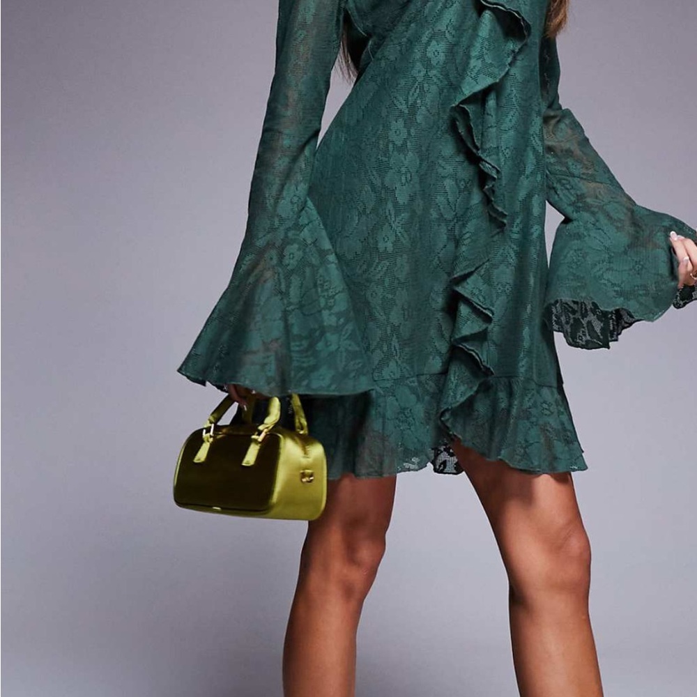 ASOS Teal Lace Ruffle Dress